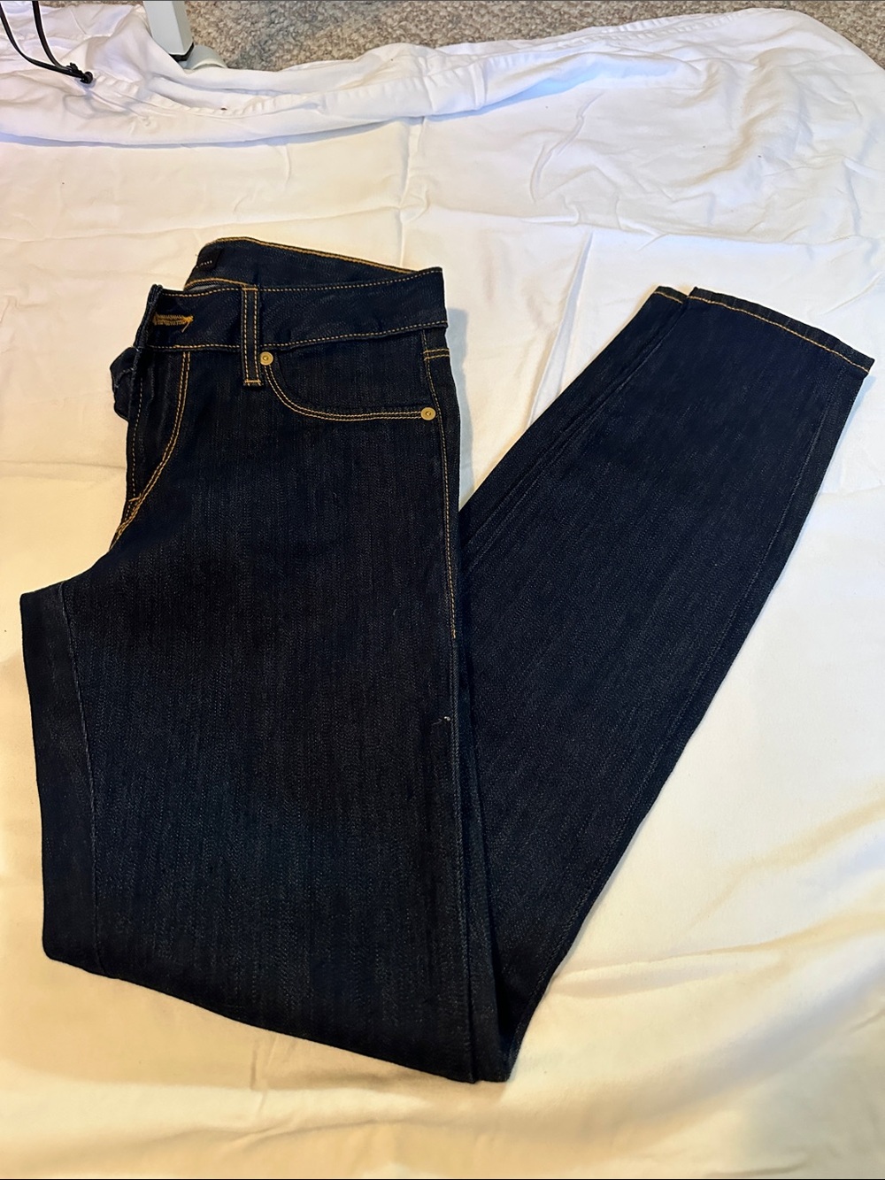 Women’s Dark Indigo Skinny Jeans with Contrast Stitching